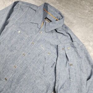 Orvis Shirt Mens XL Blue Chambray Long Sleeve Button Front Outdoor Travel Casual